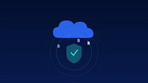 Cloud backup shield secure verified cobalt cloud loop Stock Footage 342612189