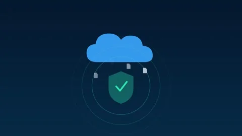 Cloud backup shield secure verified sky cloud loop Stock Footage 342612195
