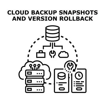 Cloud backup snapshots creating data version rollback 스톡 일러스트