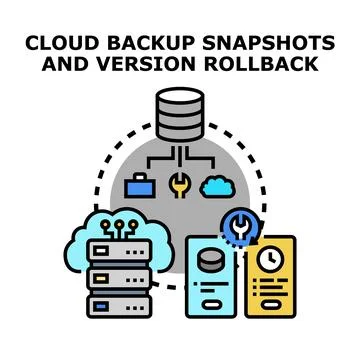 Cloud backup snapshots creating data version rollback イラスト素材