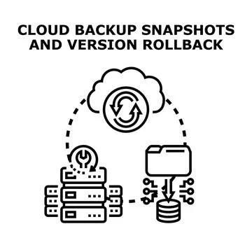 Cloud backup snapshots version rollback data recovery concept Illustrazione stock