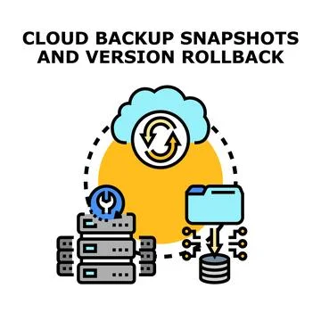 Cloud backup snapshots version rollback data recovery concept Illustrazione stock