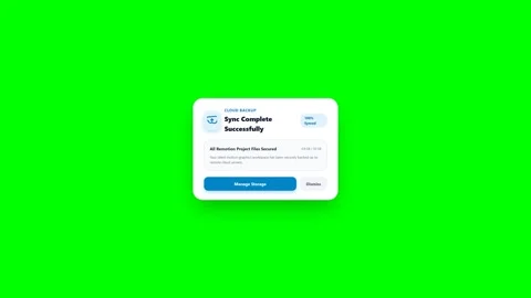 Cloud Backup Success Notification UI Popup on Green Screen Stock Footage 347628743