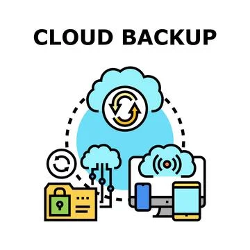 Cloud backup system data synchronizing with secure storage Stock Illustration