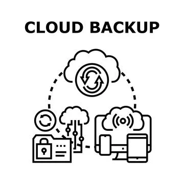 Cloud backup system data synchronizing with secure storage 스톡 일러스트