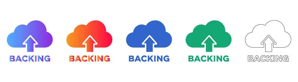 Cloud Backup Upload Icon Set Stock Illustration