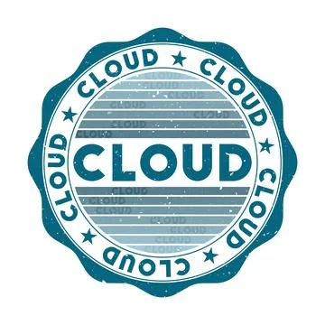 Cloud badge. Grunge word round stamp with texture in Harem Silk color theme.. Stock Illustration