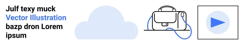 Cloud, Bag, and Play Button Elements for Diverse Digital and Print Uses Stock Illustration