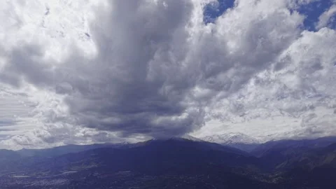 Cloud Bank Drops Shadows Onto Santiago Mountain Ridge 4K Stock Footage 343890394