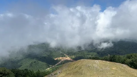 Cloud Bank Rolling Over Forested Mountains in Kartepe, Turkey Stock Footage 341815470