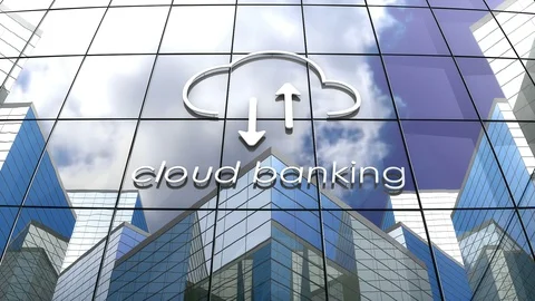 Cloud banking building concept animation Video stock 102837484