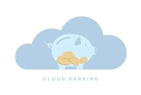 Cloud banking concept. Online banking services, digital finance technology Stock Illustration