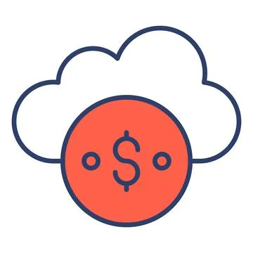 Cloud banking Finance Related Vector Line Icon. Editable Stroke Pixel Perfect Stock Illustration