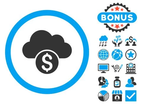 Cloud Banking Flat Vector Icon with Bonus Stock Illustration