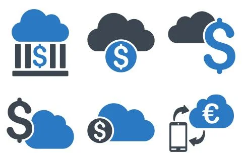 Cloud Banking Flat Vector Icons イラスト素材