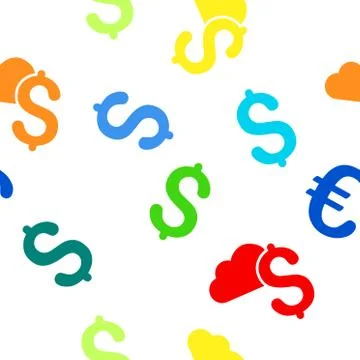 Cloud Banking Flat Vector Seamless Pattern 스톡 일러스트