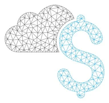 Cloud Banking Polygonal Frame Vector Mesh Illustration 스톡 일러스트