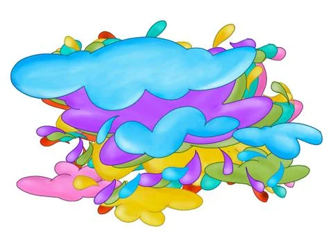 Cloud banners of various colors overlapped to create effects and transparencies Stock Illustration