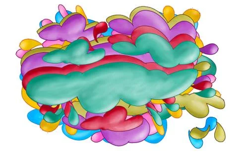 Cloud banners of various colors overlapped to create effects and transparencies Stock Illustration