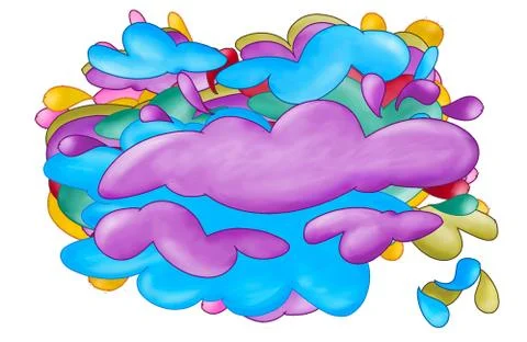Cloud banners of various colors overlapped to create effects and transparencies Illustrazione stock