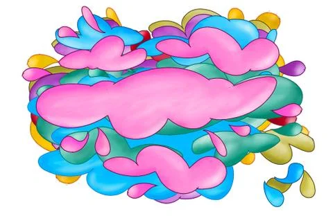 Cloud banners of various colors overlapped to create effects and transparencies Stock Illustration