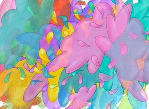 Cloud banners of various colors overlapped to create effects and transparencies Stock Illustration
