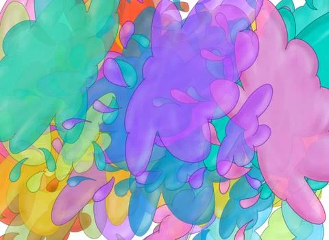 Cloud banners of various colors overlapped to create effects and transparencies Stock Illustration
