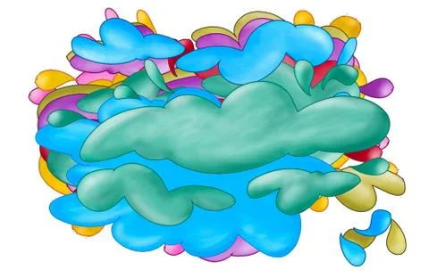 Cloud banners of various colors overlapped to create effects and transparencies Stock Illustration