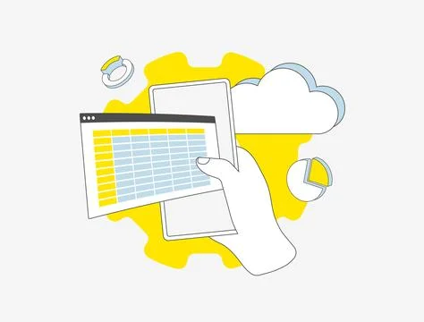 Cloud-Based Accounting and Finance Audit. Cloud Accounting Software for Business Illustrazione stock