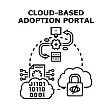 Cloud based adoption portal digital platform interface Stock Illustration