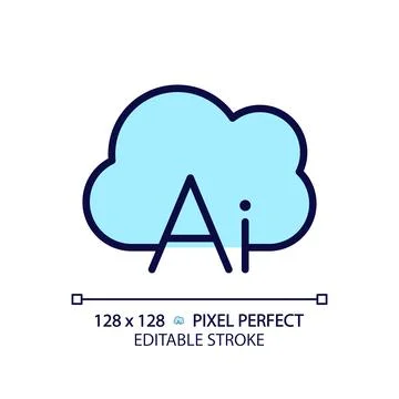 Cloud based AI pixel perfect RGB color icon イラスト素材