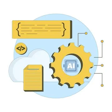 Cloud-Based AI Training Concept for machine learning Stock Illustration