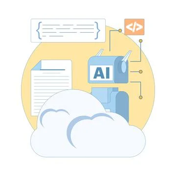Cloud-Based AI Training Concept for machine learning Stock Illustration