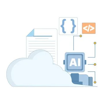 Cloud-Based AI Training Concept for machine learning Stock Illustration