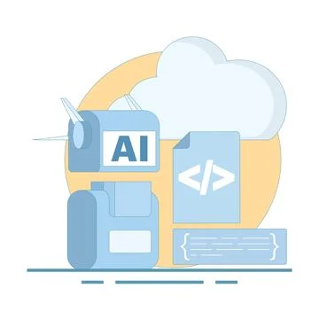 Cloud-based AI Training concept with deep learning and machine learning イラスト素材