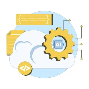 Cloud-Based AI Training Concept for machine learning Stock Illustration