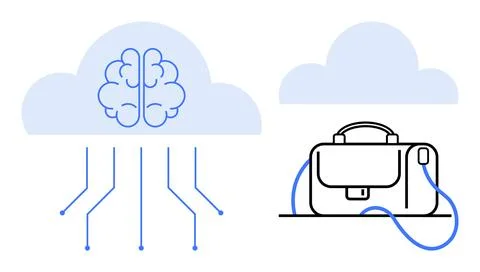 Cloud-Based Artificial Intelligence and Work Connectivity Concept Stock Illustration