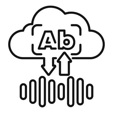 Cloud based audio language translation service icon showing ab letters 스톡 일러스트