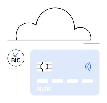 Cloud-Based Biodegradable Card Concept for Sustainable Digital Payments Stock Illustration