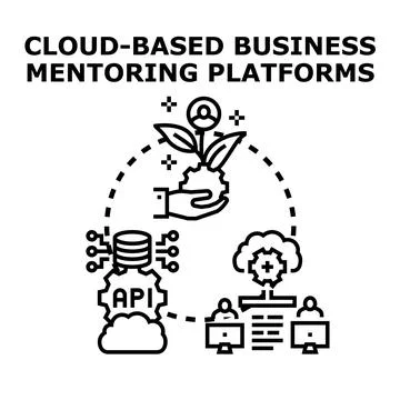 Cloud based business mentoring platforms developing business growth with shar Stock Illustration