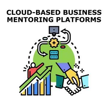 Cloud based business mentoring platforms supporting growth and success Stock Illustration