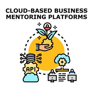 Cloud based business mentoring platforms concept illustrating collaborative.. Stock Illustration