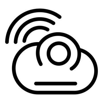 Cloud based cctv camera sending signal icon Stock Illustration