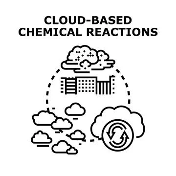 Cloud based chemical reactions concept vector illustration Illustrazione stock