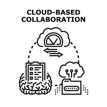 Cloud based collaboration connecting data and ideas 스톡 일러스트