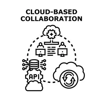 Cloud based collaboration connecting remote users sharing data Stock Illustration
