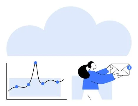 Cloud-Based Communication and Data Analysis for Modern Businesses Illustrazione stock