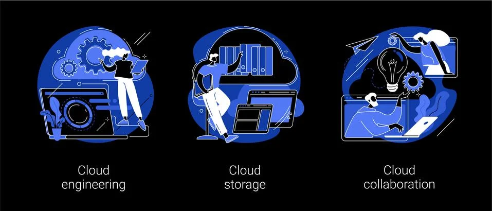 Cloud-based computing abstract concept vector illustrations. イラスト素材