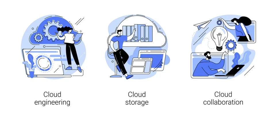 Cloud-based computing abstract concept vector illustrations. イラスト素材