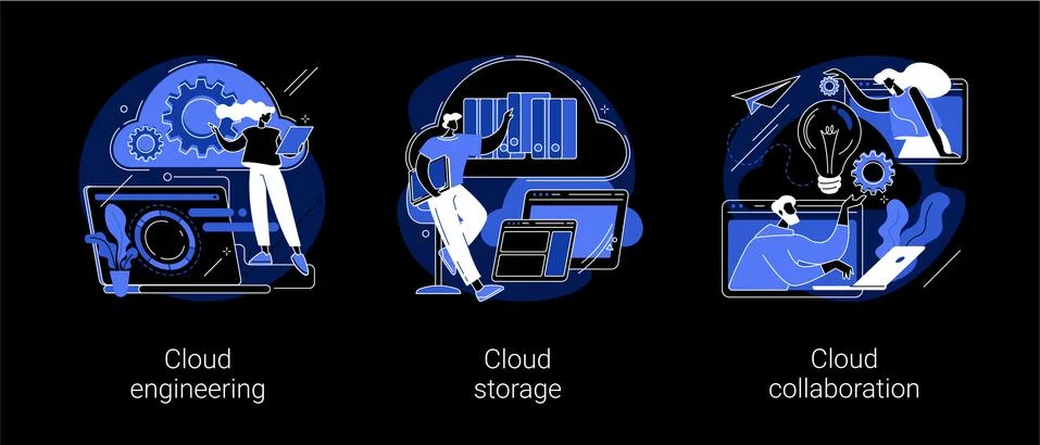 Cloud-based computing abstract concept vector illustrations. Stock Illustration